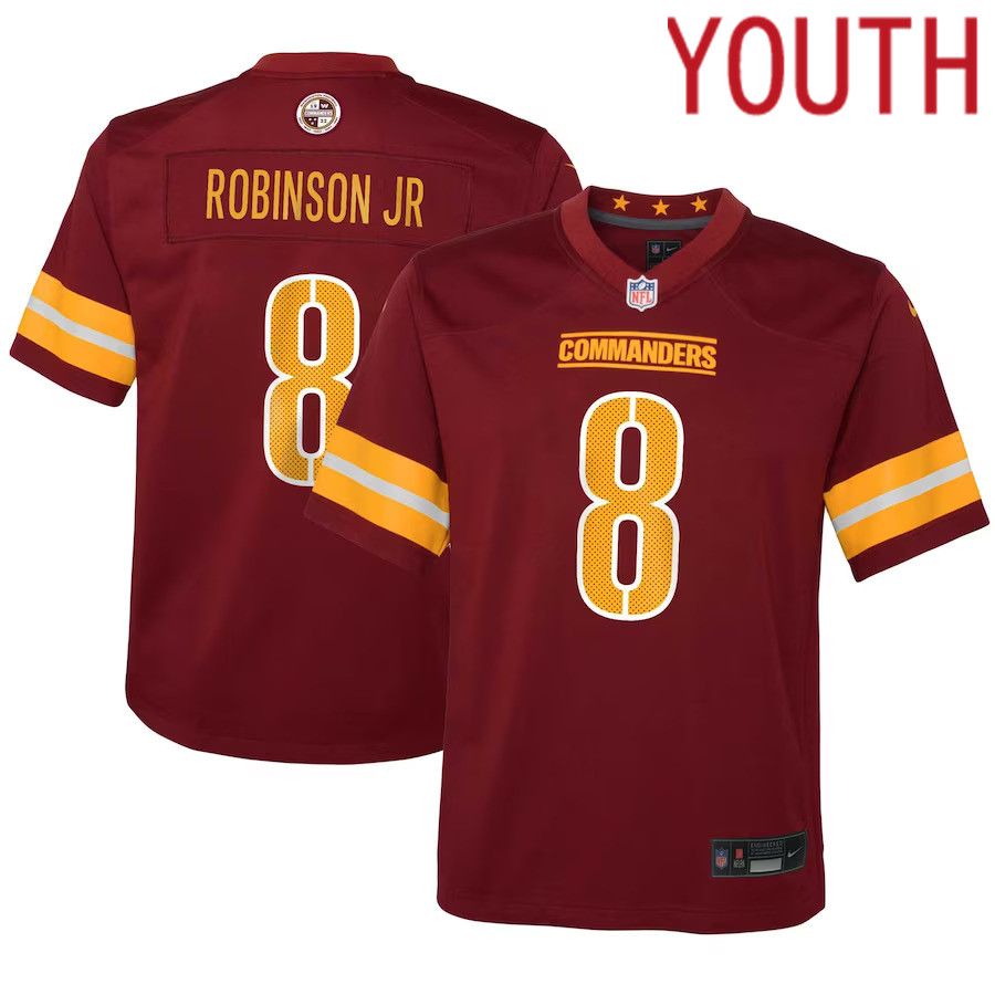 Youth Washington Commanders #8 Brian Robinson Jr. Nike Burgundy Game NFL Jersey